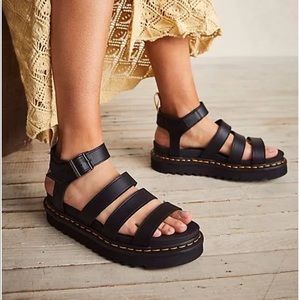 Dr. Marten Black Platform Blair Sandal